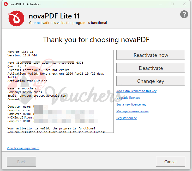 novapdf giveaway license info